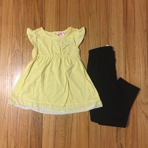 Yellow and black flutter Sleeved Set